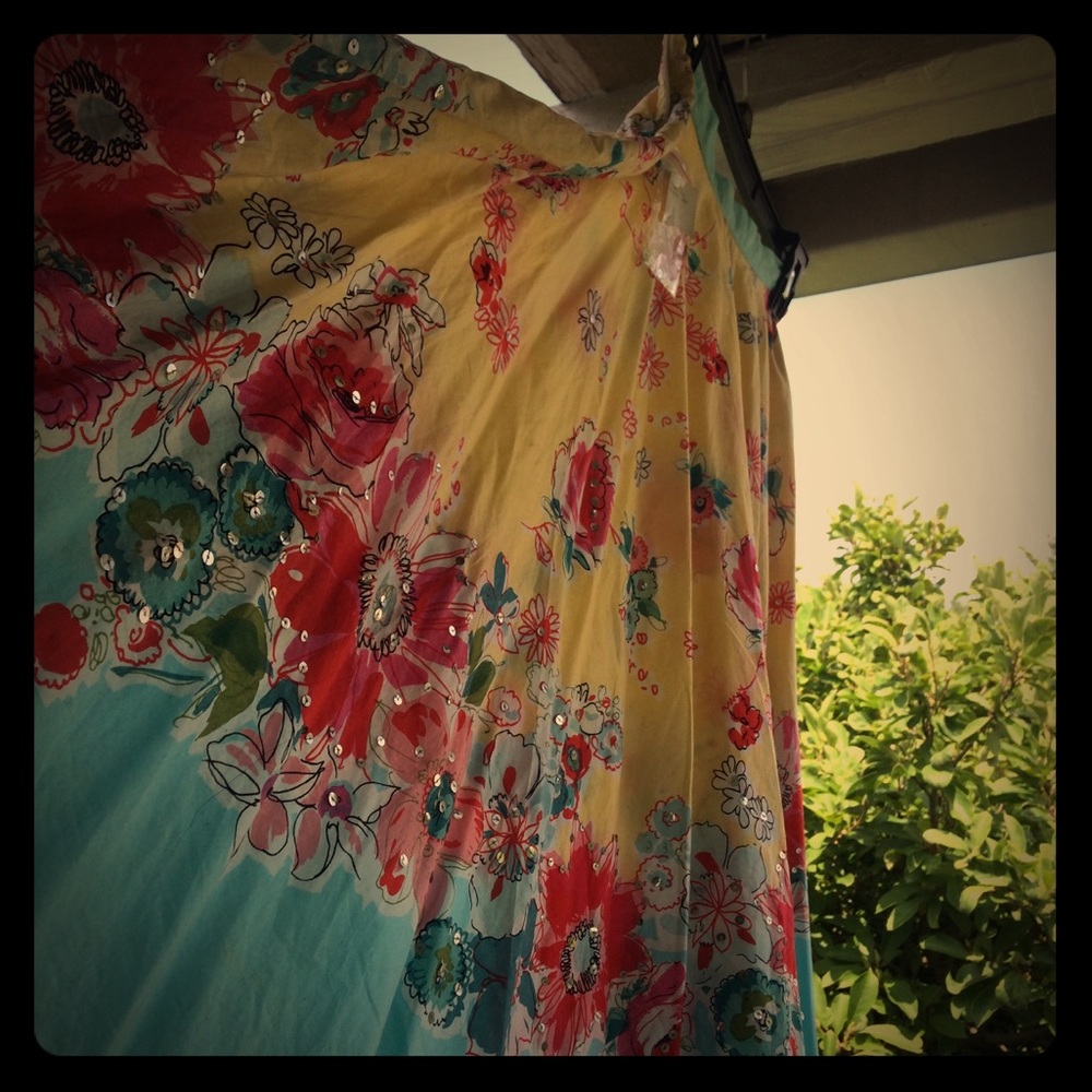 Cotton, floral, “garden-party” circle skirt